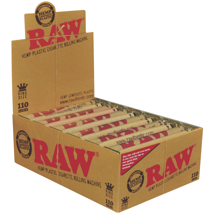 RAW HEMP PLASTIC CIGARETTE ROLLING MACHINE 110MM 12CT/DISPLAY