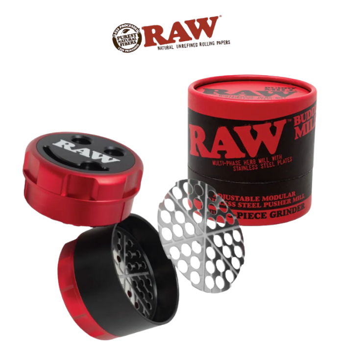 RAW 3 PART 60MM BUDDY MILL METAL HERB GRINDER