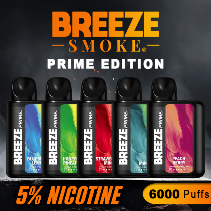 BREEZE PRIME EDITION 6000 PUFFS 5% NIC 10ML DISPOSABLE 5CT/DISPLAY 