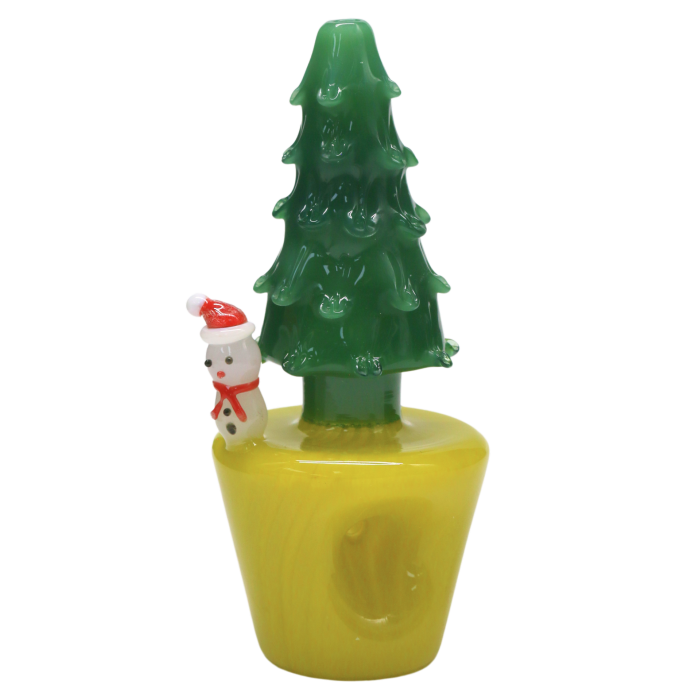 4.5" GLIIZY GLASS HAND PIPE CHRISTMAS TREE DESIGN