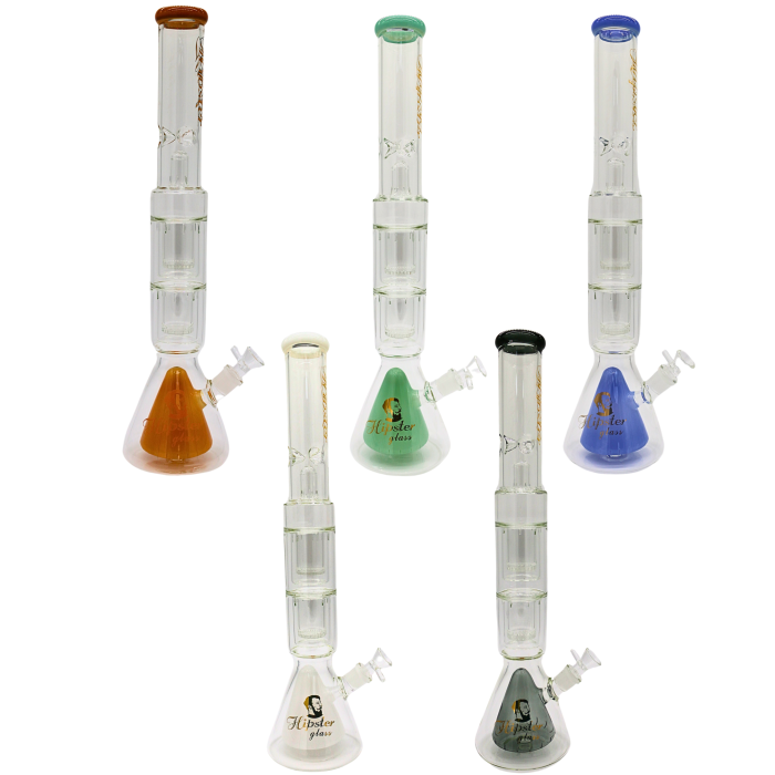 21" HIPSTER GLASS WATER PIPE WITH FAB EGG AND DOUBLE LEVER HONEY HANGER 1458GM
