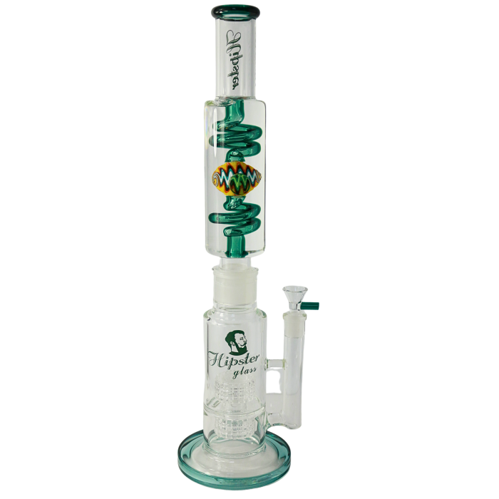 18" HIPSTER WATER PIPE WHIT GLYCERIN WITH MATRIX AND WIG WAGS 1422GM