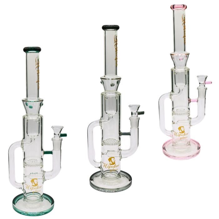 16" HIPSTER TOBACCO GLASS WATER PIPE STRAIGHT WITH HONEY COMB 755GM