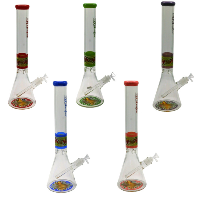 18" HIPSTER GLASS WATER PIPE BEAKER W/PRINT 1271GM