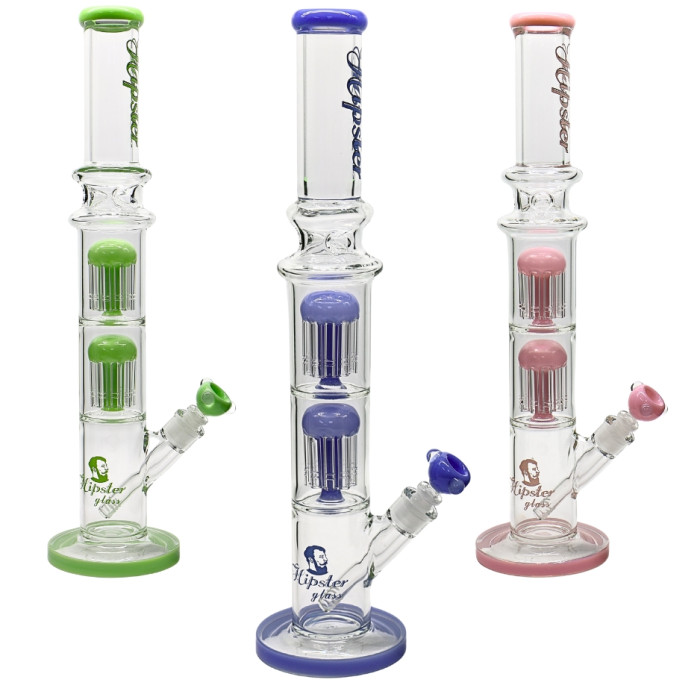 21" HIPSTER GLASS WATER PIPE DOUBLE ARM PERC 1630GM