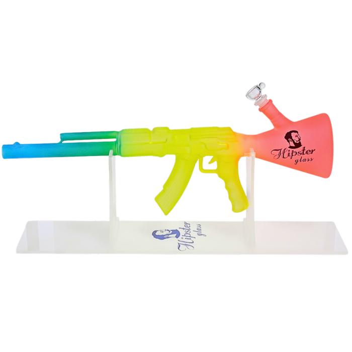 20" HIPSTER GLASS TOBACCO WATER PIPE AK-47 GUN - ASSORTED DESIGN