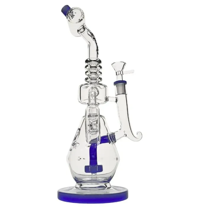 13" HIPSTER GLASS TOBACCO WATER PIPE TWIN TURBINE RECYCLER SHOWER PERC 635GM