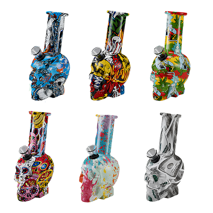 HIPSTER GLASS TOBACCO WATER PIPE ARTISTIC BEAKER DESIGN 6CT/DISPLAY