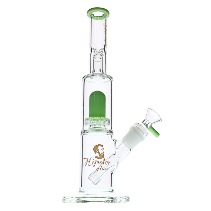 11" HIPSTER GLASS TOBACCO WATER PIPE DOUBLE STACK CHAMBER DESIGN 371GM