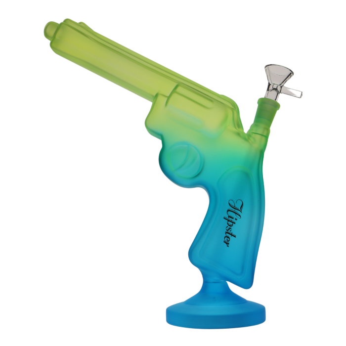 11" HIPSTER GLASS TOBACCO WATER PIPE HANDGUN DESIGN 410GM