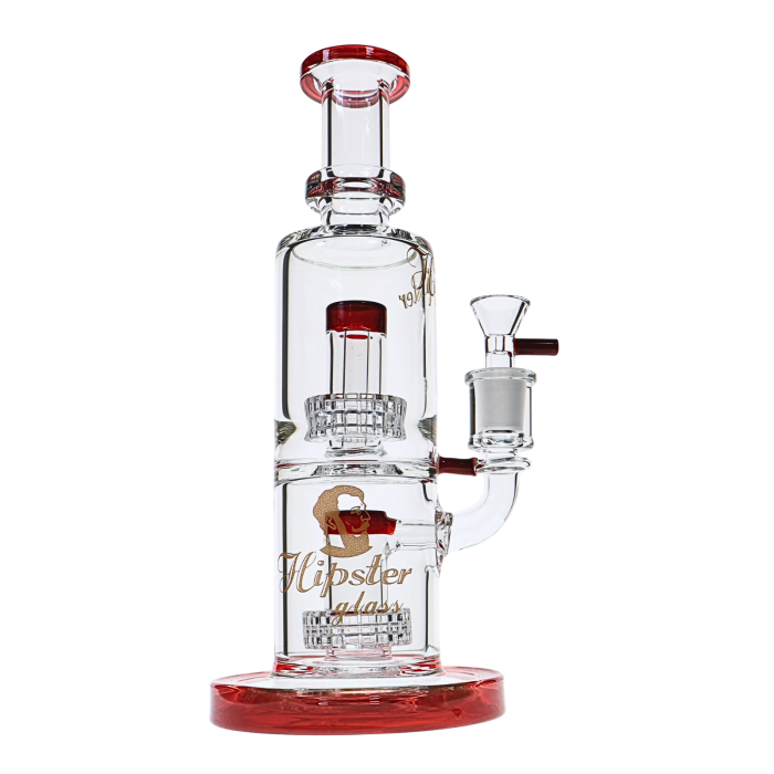 10" HIPSTER GLASS TOBACCO WATER PIPE DOUBLE MATRIX DESIGN 730GM