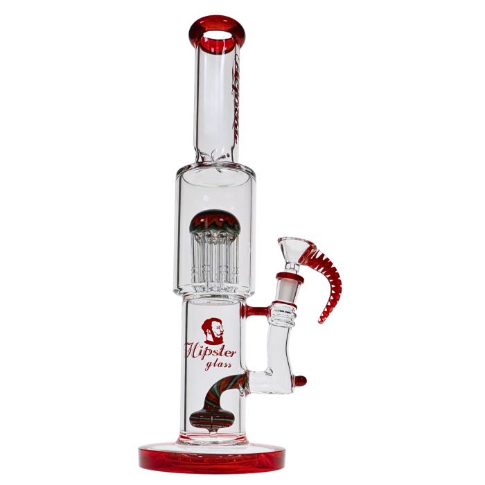 14" HIPSTER GLASS TOBACCO WATER PIPE 8 ARM TREE PERC DESIGN 880GM