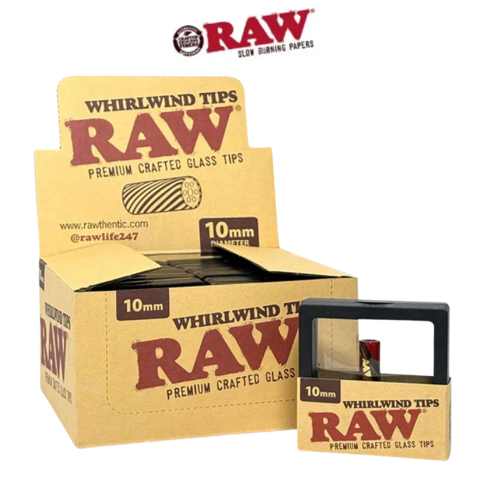 RAW WHIRLWIND PREMIUM CRAFTED GLASS TIPS 12CT/PK